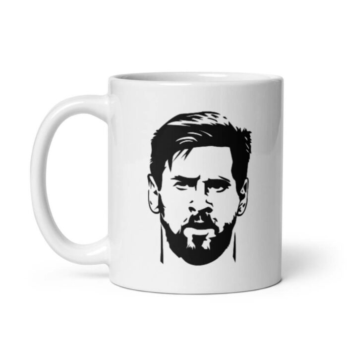 Cốc sứ hình vẽ Messi trắng đen