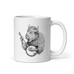 Cốc sứ hình Bò rừng gảy đàn Băng cầm