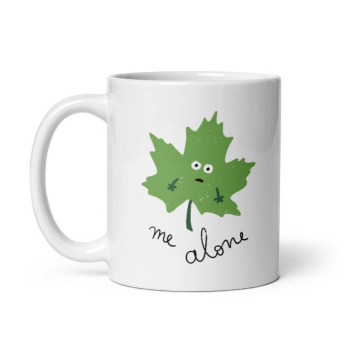 Cốc sứ hình lá dễ thương Leaf me alone