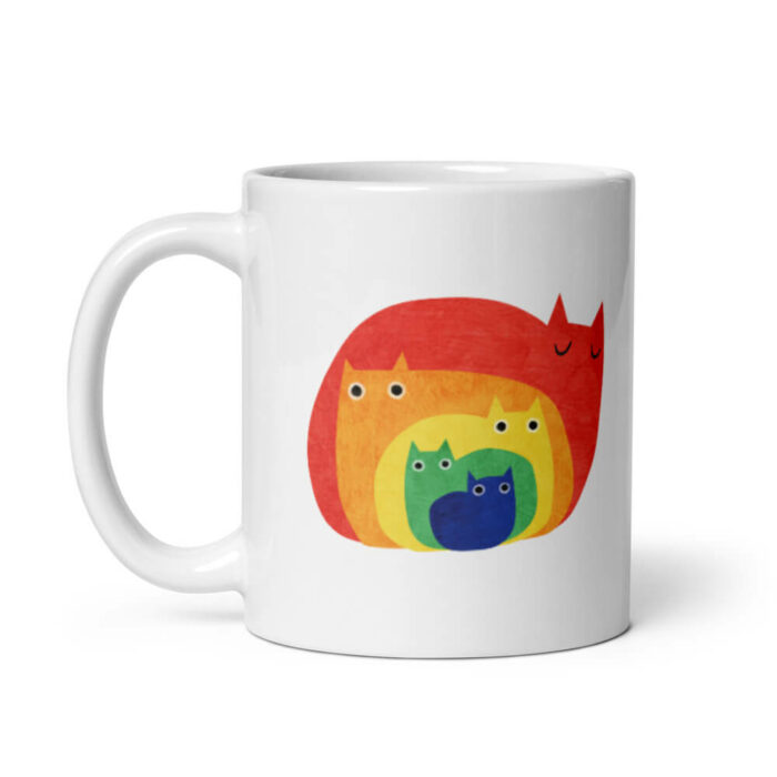 Cốc sứ hình mèo cầu vồng dễ thương