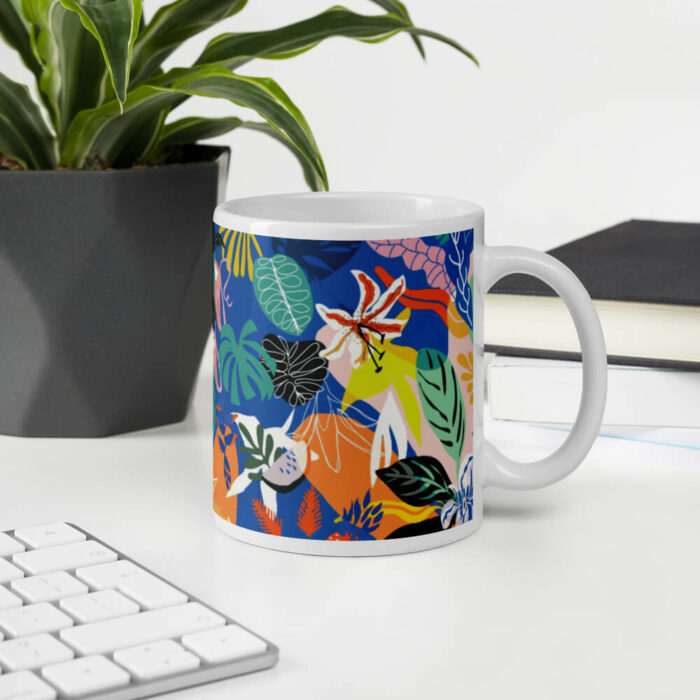 Cốc sứ hình vẽ rừng nhiệt đới nhiều màu sắc