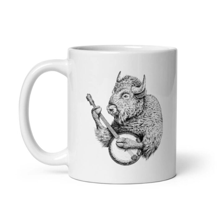 Cốc sứ hình Bò rừng gảy đàn Băng cầm