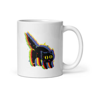 Cốc sứ hình mèo technicat glitch