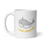 Cốc sứ hình cá voi dễ thương màu xám trắng được vẽ bằng tay