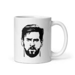 Cốc sứ hình vẽ Messi trắng đen