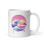 Cốc sứ hình sóng biển màu hồng đẹp