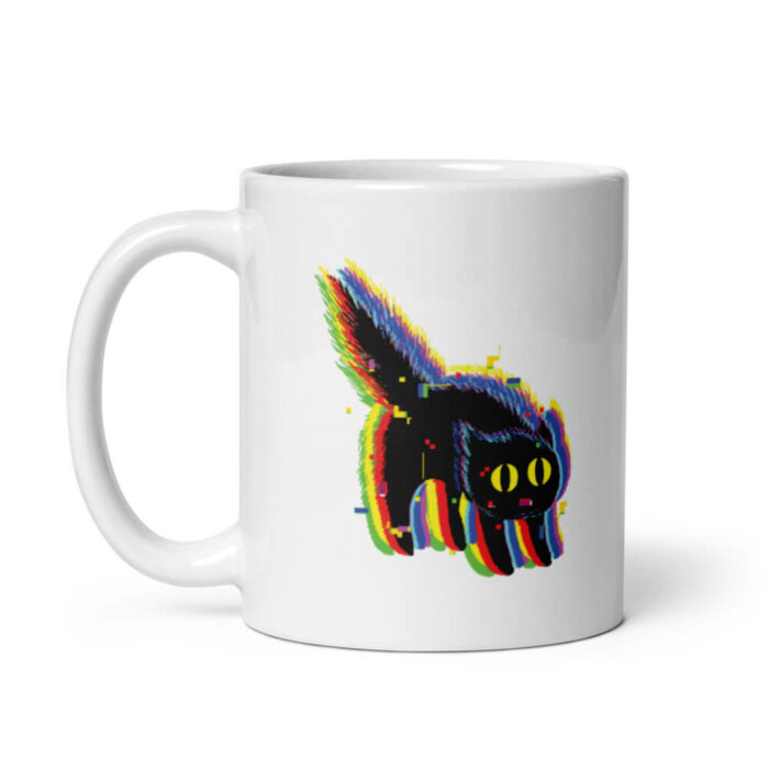 Cốc sứ hình mèo technicat glitch