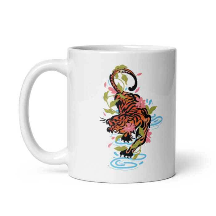 Cốc sứ hoạ tiết hình con hổ mạnh mẽ