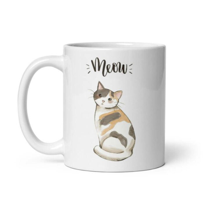 Cốc Sứ hình mèo nâu dễ thương Meow