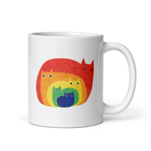 Cốc sứ hình mèo cầu vồng dễ thương