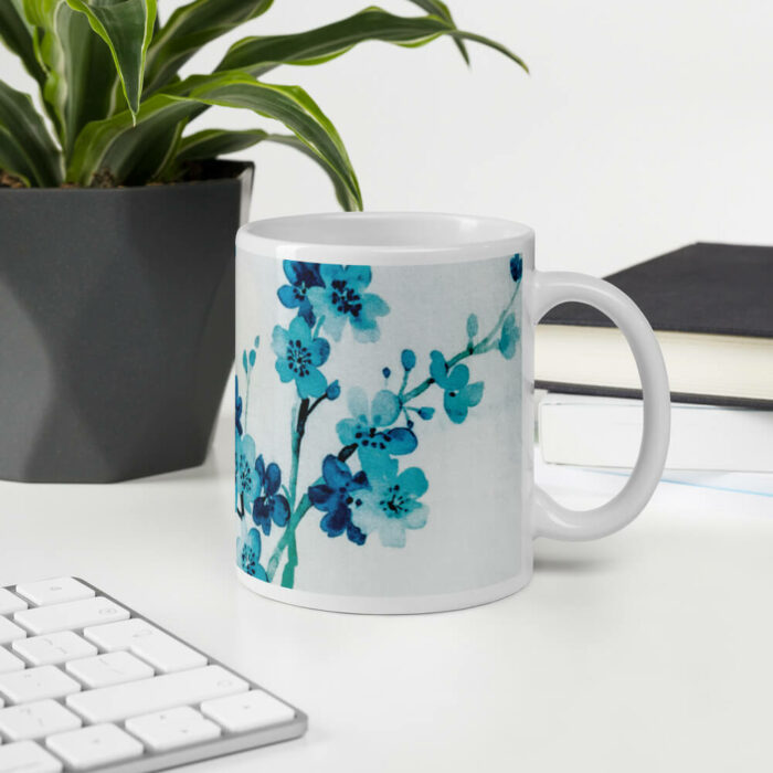 Cốc sứ hình hoa đào xanh tuyệt đẹp