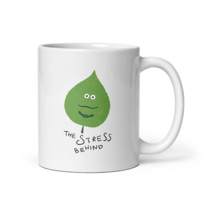 Cốc sứ hình lá dễ thương Leaf the stress behind