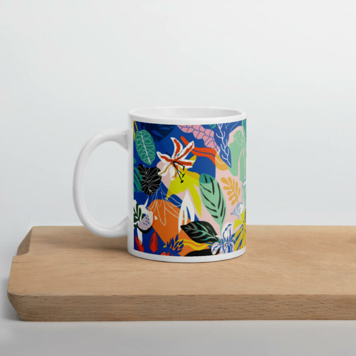 Cốc sứ hình vẽ rừng nhiệt đới nhiều màu sắc