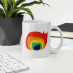 Cốc sứ hình mèo cầu vồng dễ thương