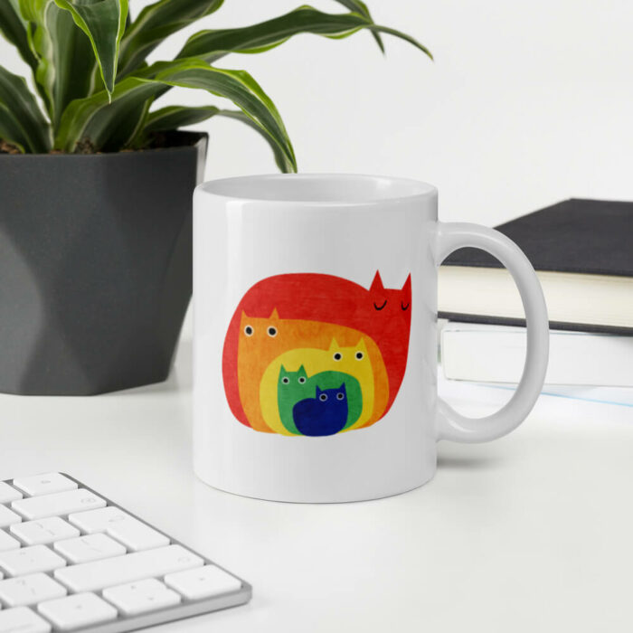 Cốc sứ hình mèo cầu vồng dễ thương