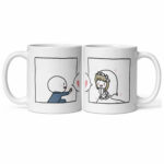 Bộ hai cốc sứ hình trọc trắng cầu hôn dành cho cặp đôi