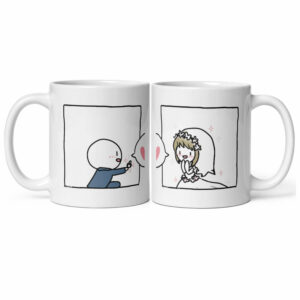 Bộ hai cốc sứ hình trọc trắng cầu hôn dành cho cặp đôi