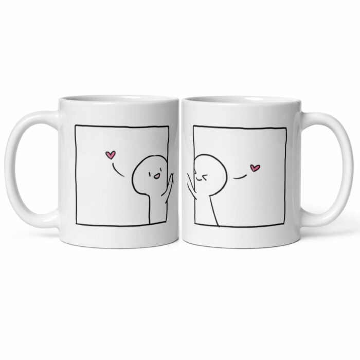 Bộ hai cốc sứ dễ thương hình trọc trắng dành cho cặp đôi