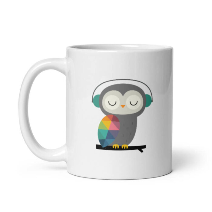 Cốc sứ hình cú mèo nghe nhạc dễ thương