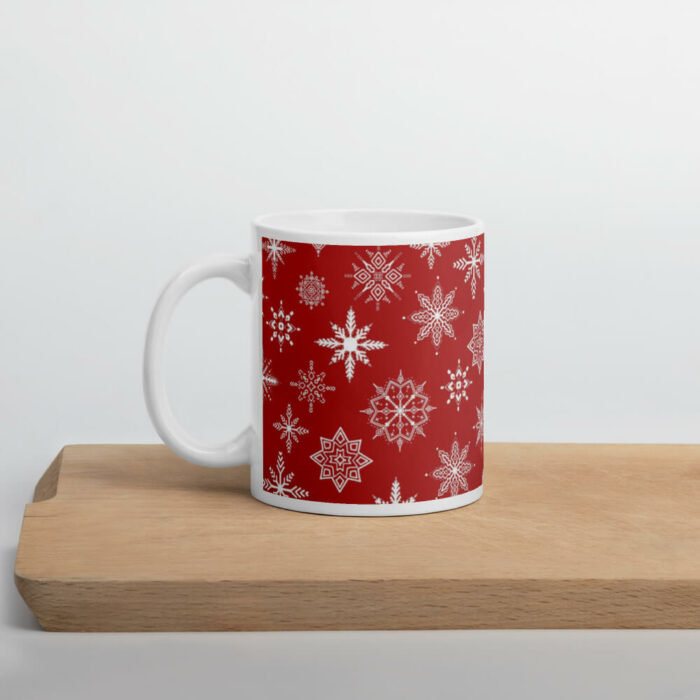 Cốc sứ giáng sinh hoạ tiết hình bông tuyết