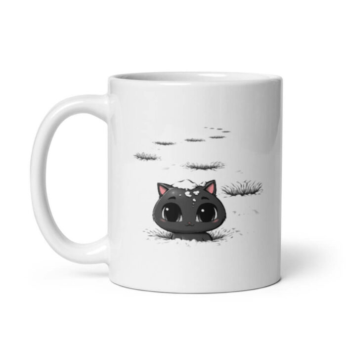 Cốc sứ hình vẽ mèo con lạc trong tuyết