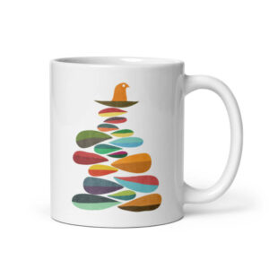 Cốc sứ hình tổ chim trên những viên đá cuội