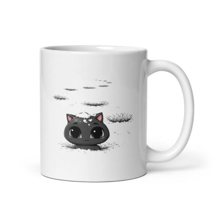 Cốc sứ hình vẽ mèo con lạc trong tuyết