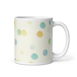 Cốc sứ hoạ tiết hình vẽ chấm bi màu nước đẹp