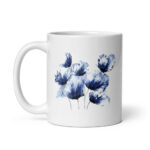 Cốc sứ hình vẽ hoa màu xanh trừu tượng