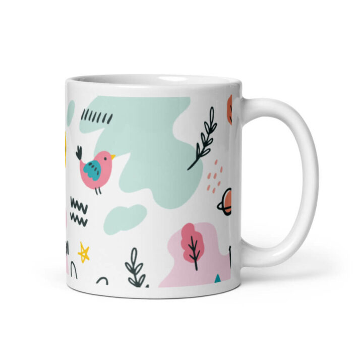 Cốc sứ họa tiết hình chim và chữ