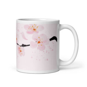 Cốc sứ hình vẽ hoa mận hồng