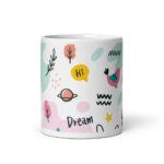 Cốc sứ họa tiết hình chim và chữ