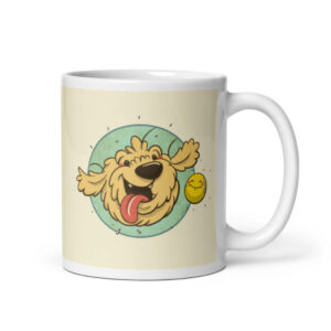 Cốc sứ hình chó Fella hạnh phúc và bóng tennis