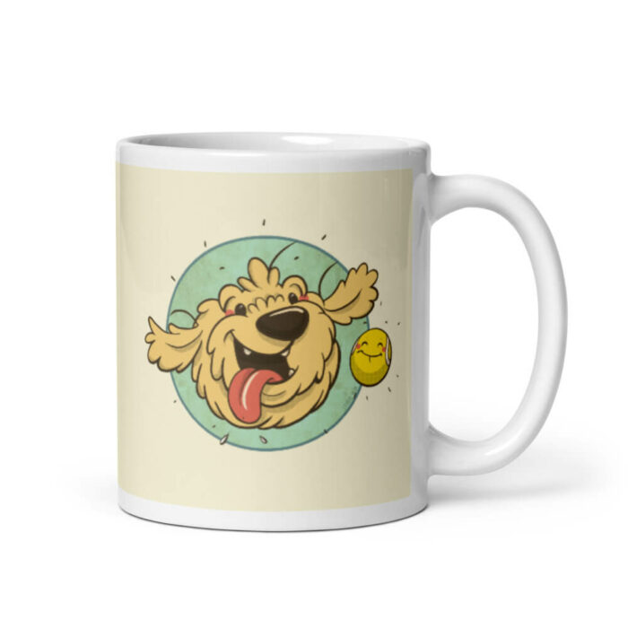 Cốc sứ hình chó Fella hạnh phúc và bóng tennis