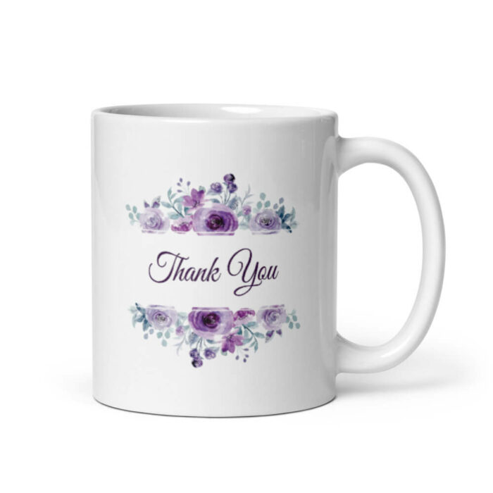 Cốc sứ hình Cảm ơn với viền hoa tím Cốc sứ hình Cảm ơn với viền hoa tím