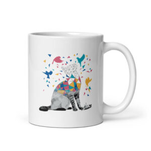 Cốc sứ hình vẽ mèo mơ mộng độc đáo