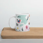 Cốc sứ họa tiết hình chim và chữ