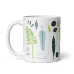 Cốc sứ họa tiết hình lá, đá và lông vũ