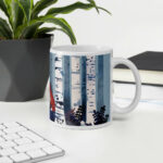 Cốc sứ nghệ thuật hình cây bạch dương màu xanh