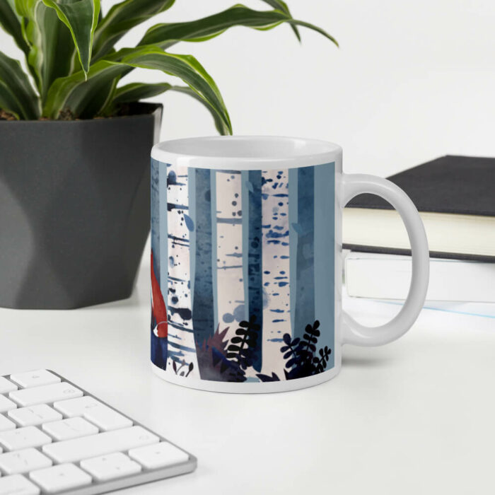 Cốc sứ nghệ thuật hình cây bạch dương màu xanh