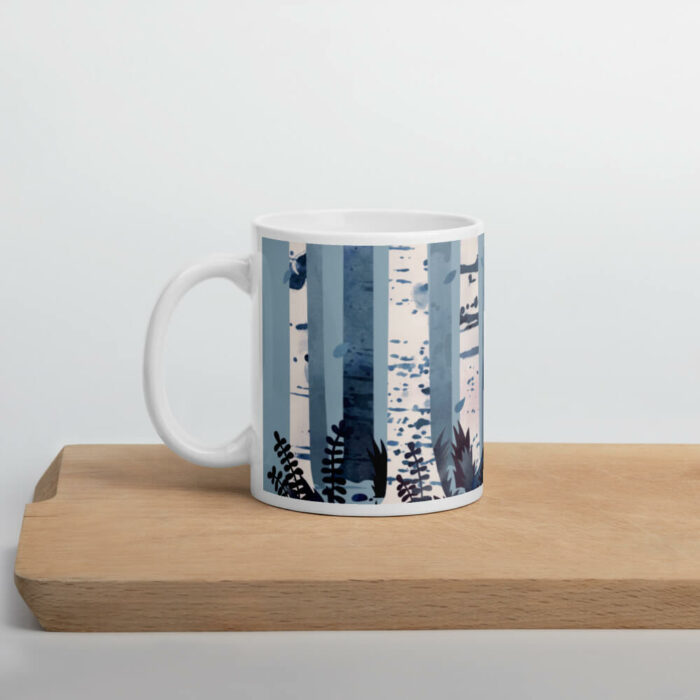 Cốc sứ nghệ thuật hình cây bạch dương màu xanh