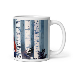 Cốc sứ nghệ thuật hình cây bạch dương màu xanh