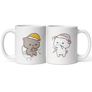 Bộ hai cốc sứ dành cho cặp đôi hình mèo Peach và Goma 2