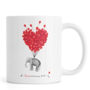 Ly sứ  hình Love carries all - elephant