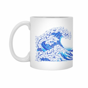 Ly sứ  hình Kanagawa Cat Wave White