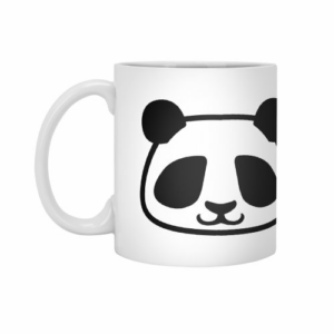 Ly sứ  hình Panda Black and White Minimalist Pictogram