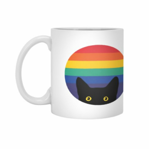 Ly sứ  hình Peeking Cat In Rainbow Circle
