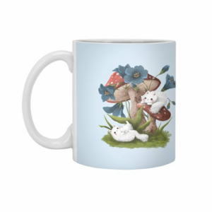 Ly sứ  hình Cats, Mushrooms, and Flowers