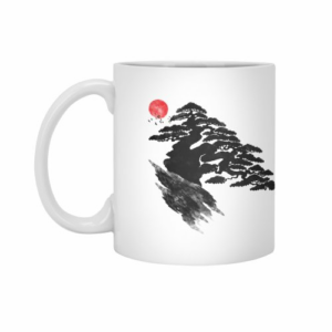 Ly sứ  hình bonsai cascades on rock