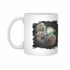 Ly sứ  hình 3 Three Capybara Moon, Wolf Wolves Howling